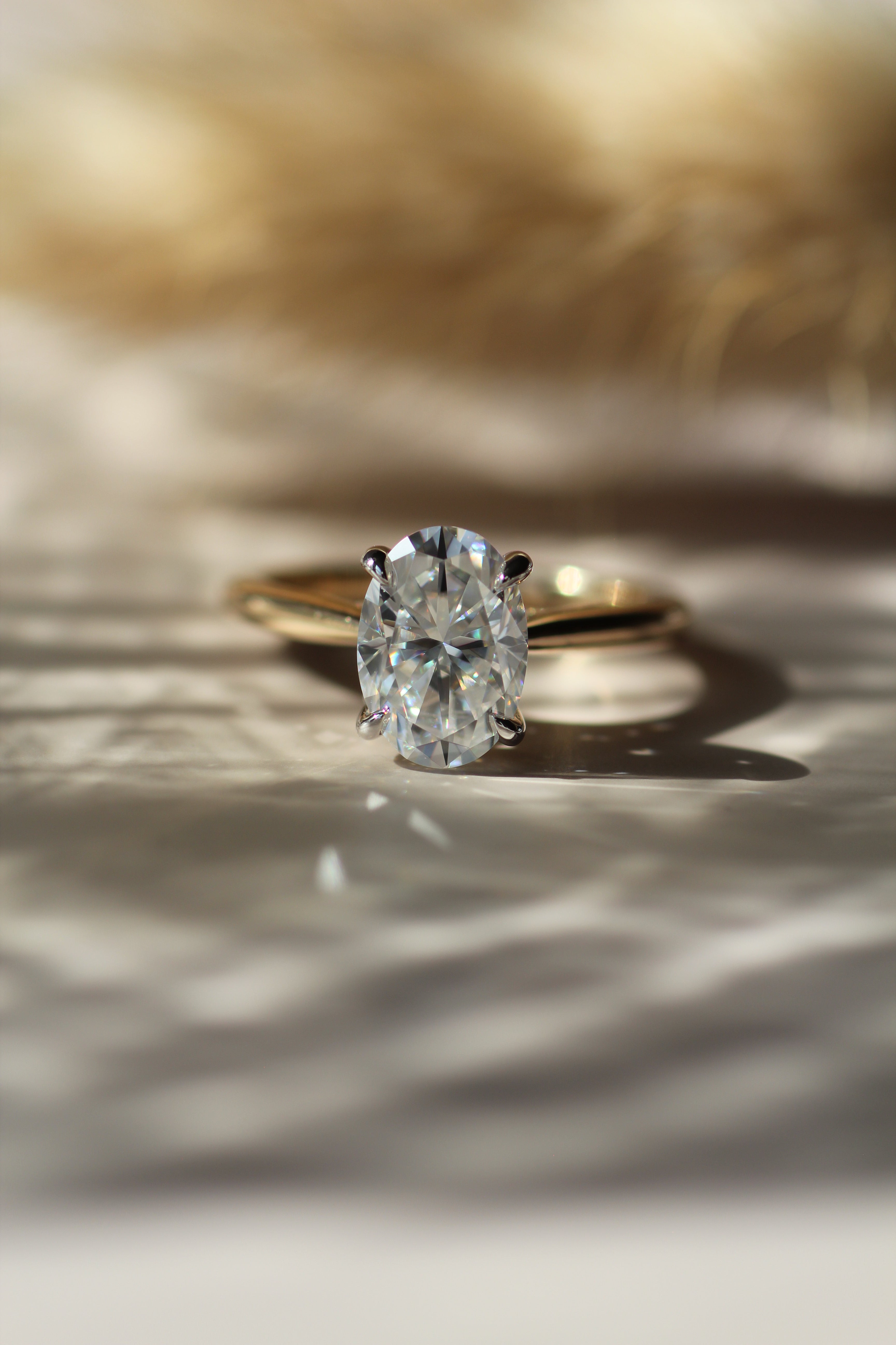 Marquise Shaped Three Stone Lab Grown Diamond Engagement Ring